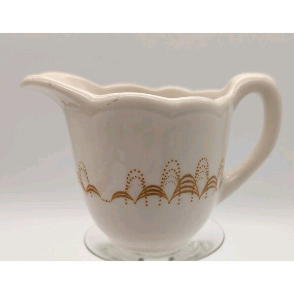 Vtg Buffalo China Mustard Loops Creamer Mini Pitcher Restaurant Ware - Picture 1 of 8